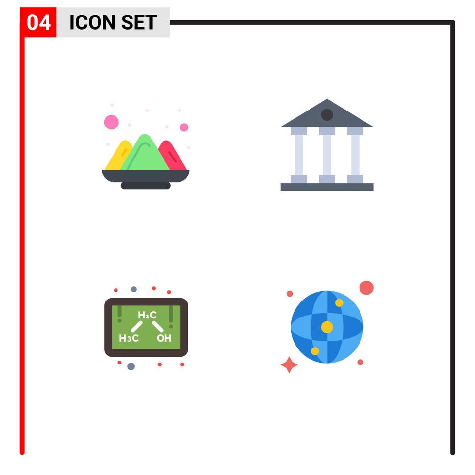 4 Thematic Vector Flat Icons and Editable Symbols of color chemistry powder finance formula Editable Vector Design Elements