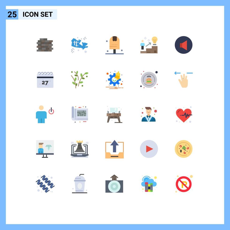 Set of 25 Vector Flat Colors on Grid for sound idea done user ladder Editable Vector Design Elements