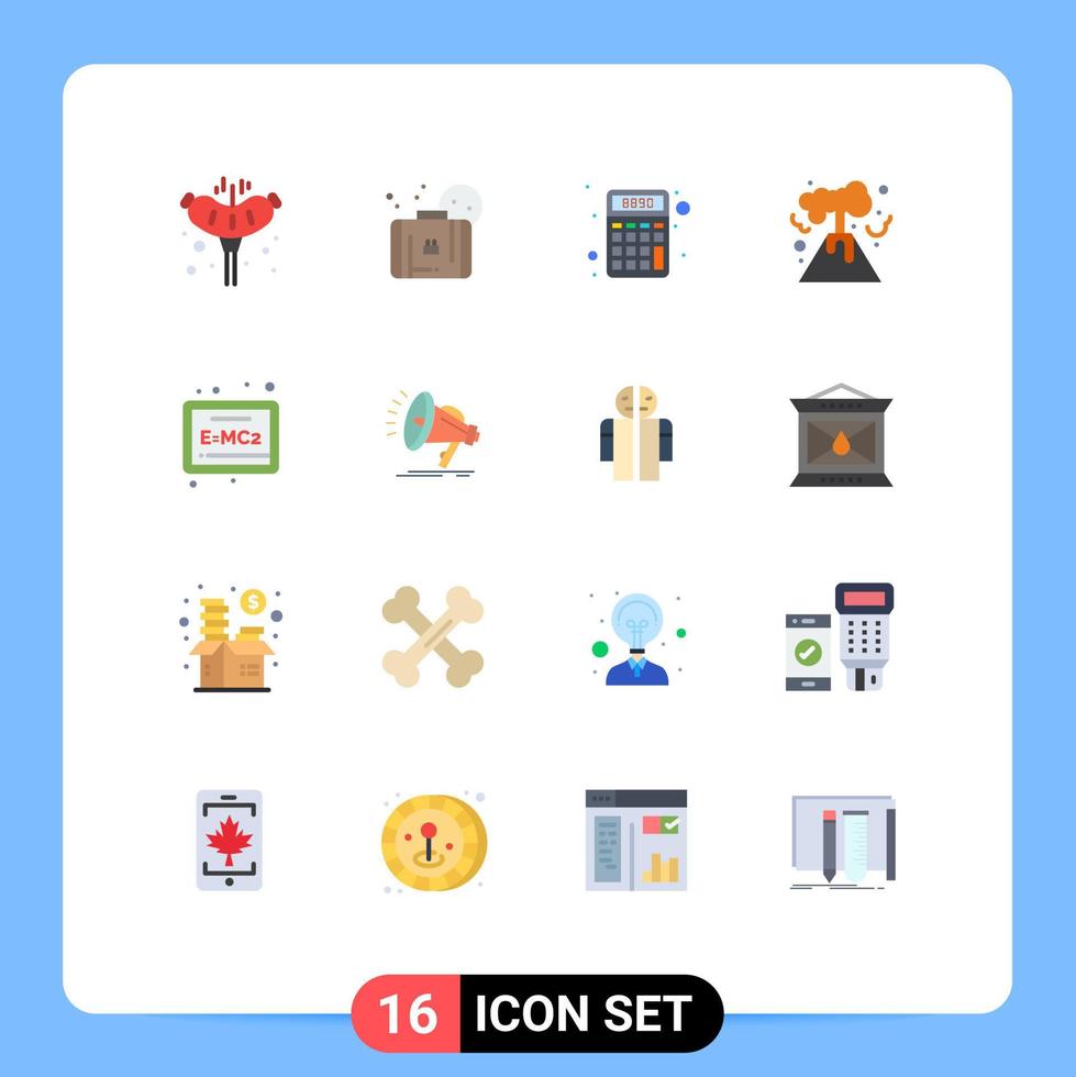 16 Thematic Vector Flat Colors and Editable Symbols of formula board calculator pollution energy Editable Pack of Creative Vector Design Elements