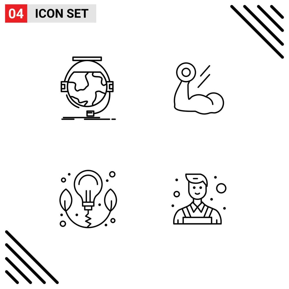 Pack of 4 Modern Filledline Flat Colors Signs and Symbols for Web Print Media such as consultation workout e learning bodybuilding bulb Editable Vector Design Elements