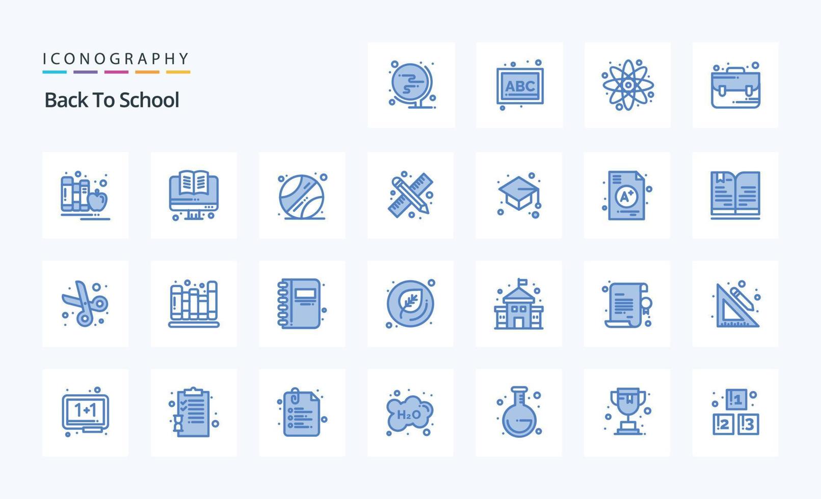 25 Back To School Blue icon pack vector