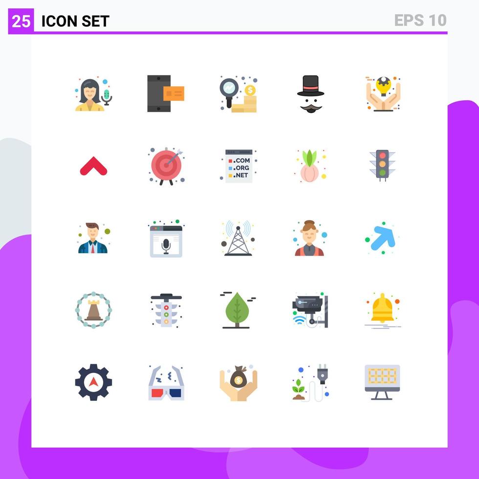 User Interface Pack of 25 Basic Flat Colors of defining men finance hat hipster Editable Vector Design Elements