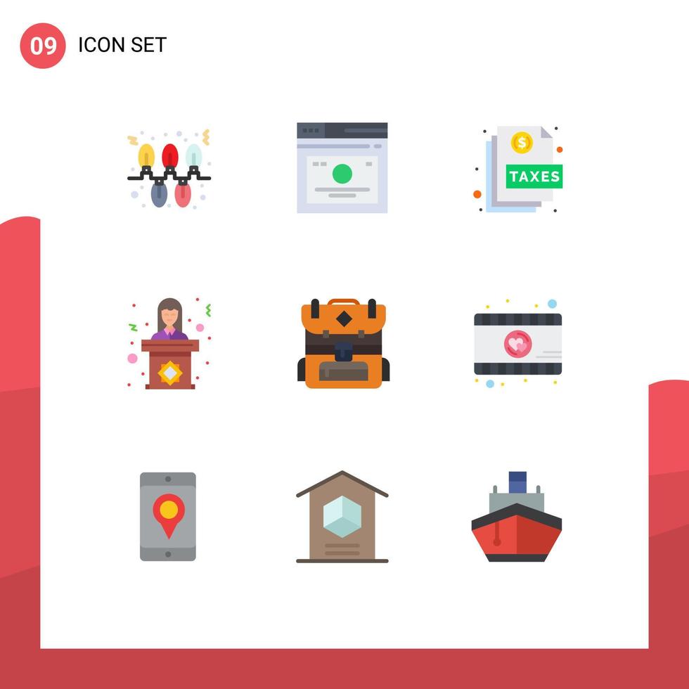 Stock Vector Icon Pack of 9 Line Signs and Symbols for woman speech web politician page Editable Vector Design Elements