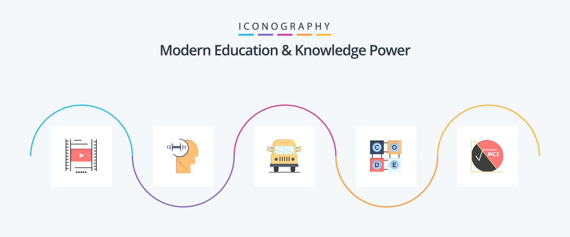 paquete de iconos planos 5 de educación moderna y poder del ...