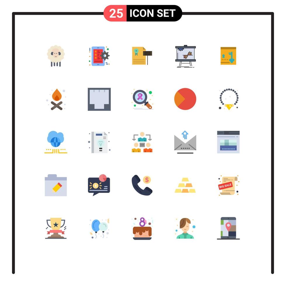 25 Thematic Vector Flat Colors and Editable Symbols of stats data auction chart judge Editable Vector Design Elements