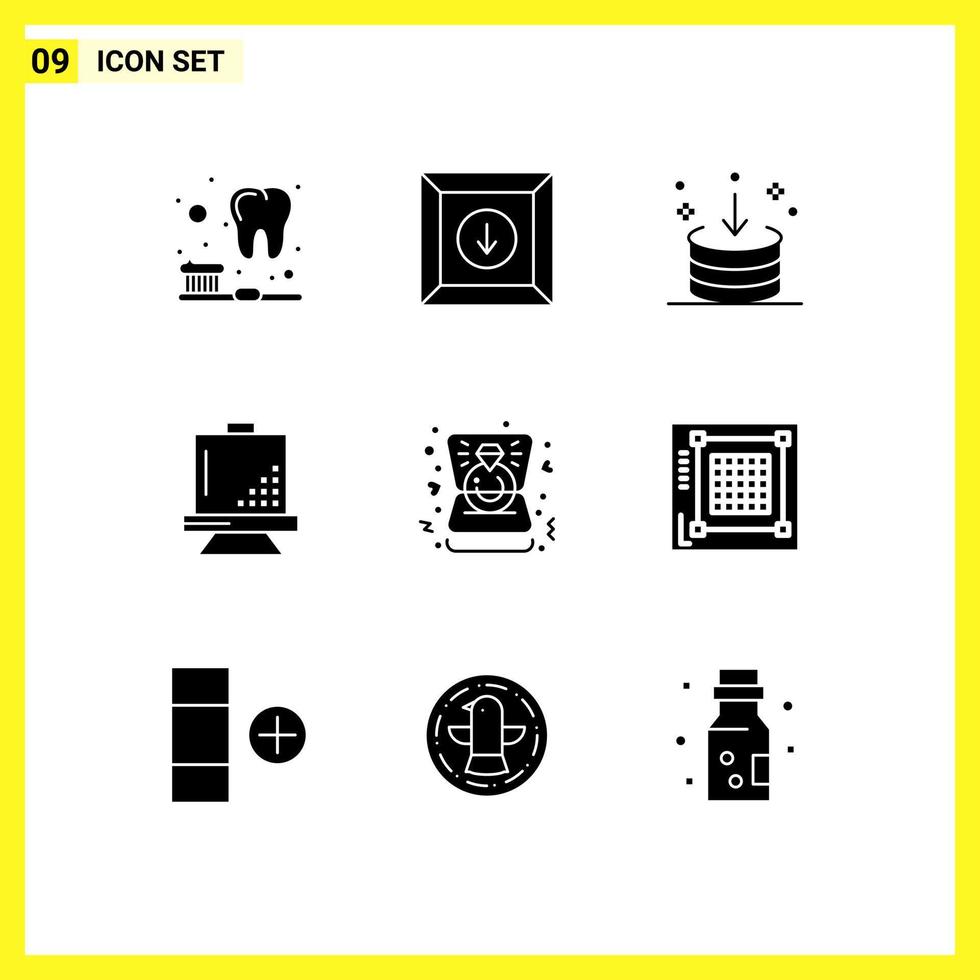 9 Creative Icons Modern Signs and Symbols of love paint download development coding Editable Vector Design Elements