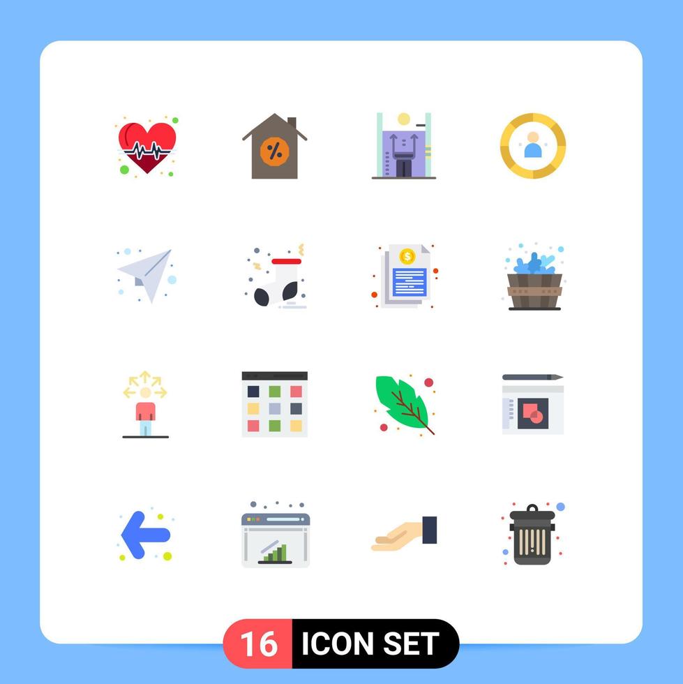 User Interface Pack of 16 Basic Flat Colors of message management growth efficiency chart Editable Pack of Creative Vector Design Elements