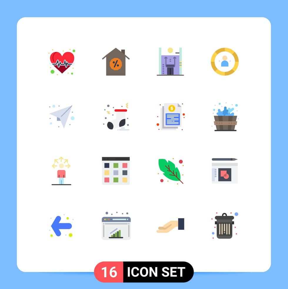 paquete de interfaz de usuario de 16 colores planos básicos de gráfico de eficiencia de crecimiento de gestión de mensajes paquete editable de elementos creativos de diseño de vectores