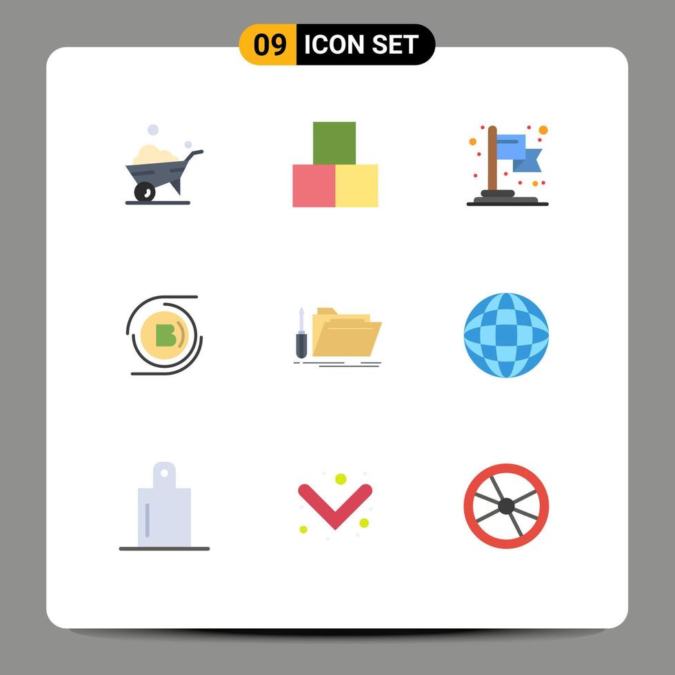 paquete de iconos de vector de stock de 9 signos y símbolos de línea para elementos de diseño de vector editables de moneda de carpeta de negocio de herramienta de recursos