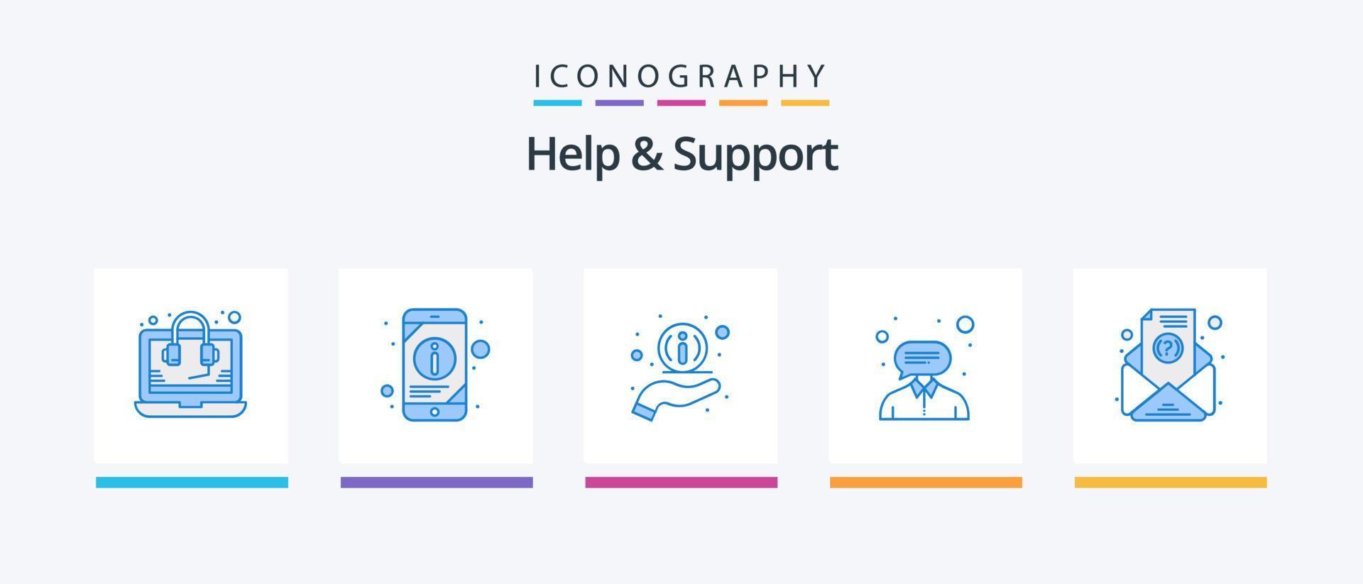 Help And Support Blue 5 Icon Pack Including subscription. email. help. support. customer. Creative Icons Design vector