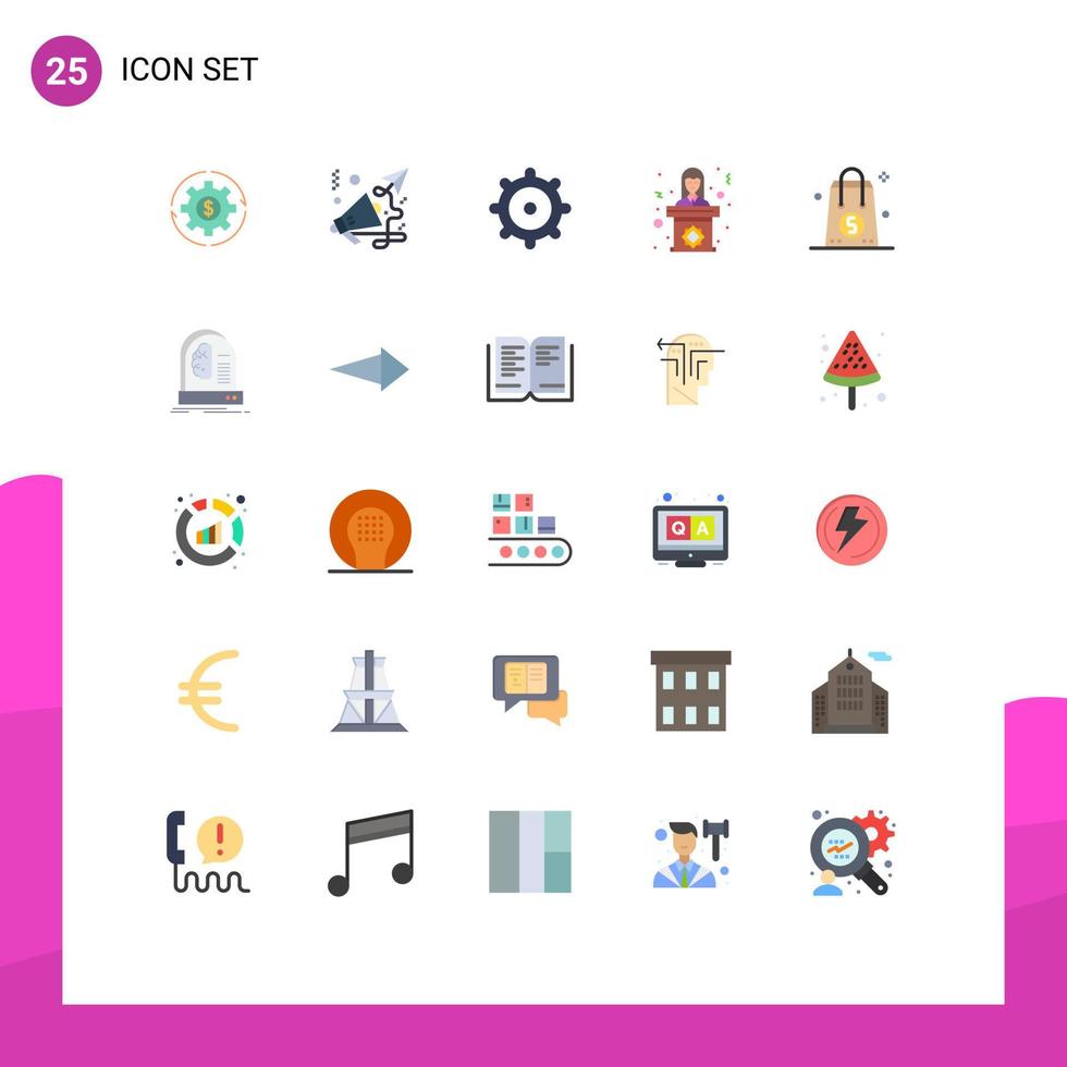 Set of 25 Modern UI Icons Symbols Signs for teacher tribune finance speech mechanic Editable Vector Design Elements