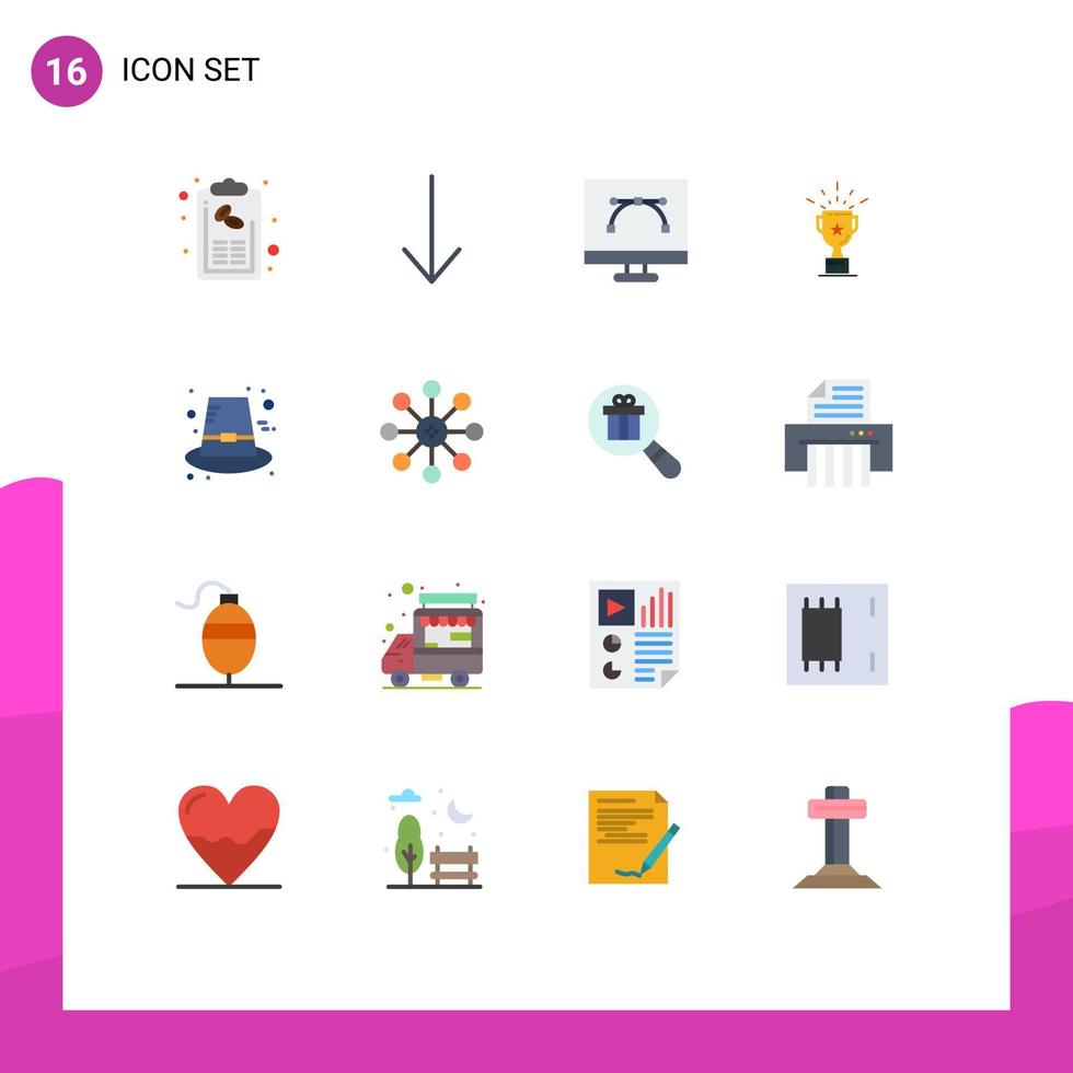 16 Universal Flat Colors Set for Web and Mobile Applications hat trophy design and coding prize cup Editable Pack of Creative Vector Design Elements