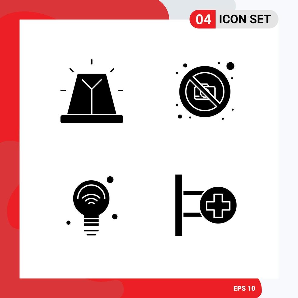 Thematic Vector Solid Glyphs and Editable Symbols of alert internet siren no iot Editable Vector Design Elements