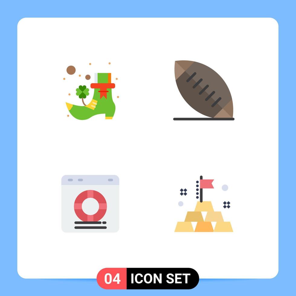 Mobile Interface Flat Icon Set of 4 Pictograms of boot protection american help gold Editable Vector Design Elements