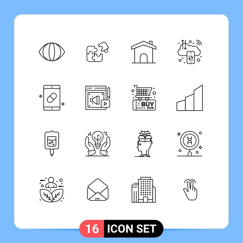 Universal Icon Symbols Group of 16 Modern Outlines of internet computing success cloud house Editable Vector Design Elements