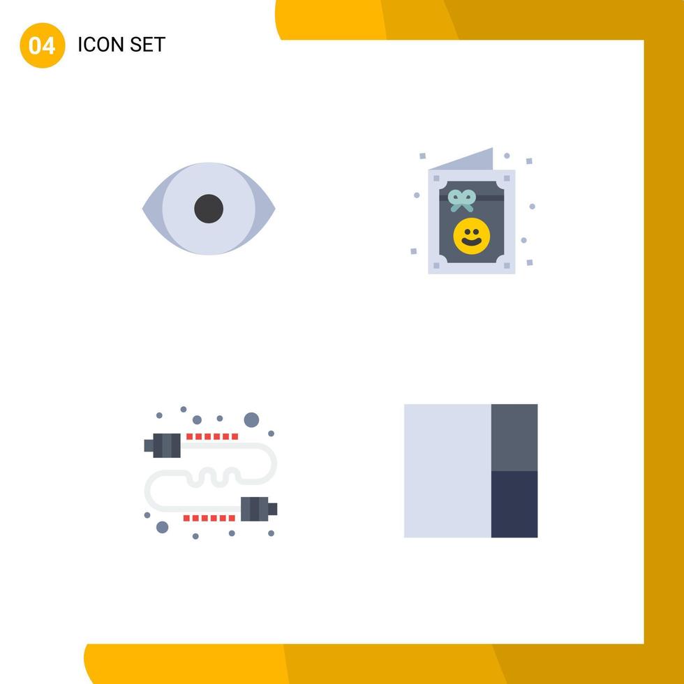 Group of 4 Flat Icons Signs and Symbols for eye communication vision invitation gossip Editable Vector Design Elements