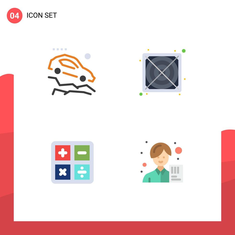 4 Thematic Vector Flat Icons and Editable Symbols of accident education slope supply accountant Editable Vector Design Elements