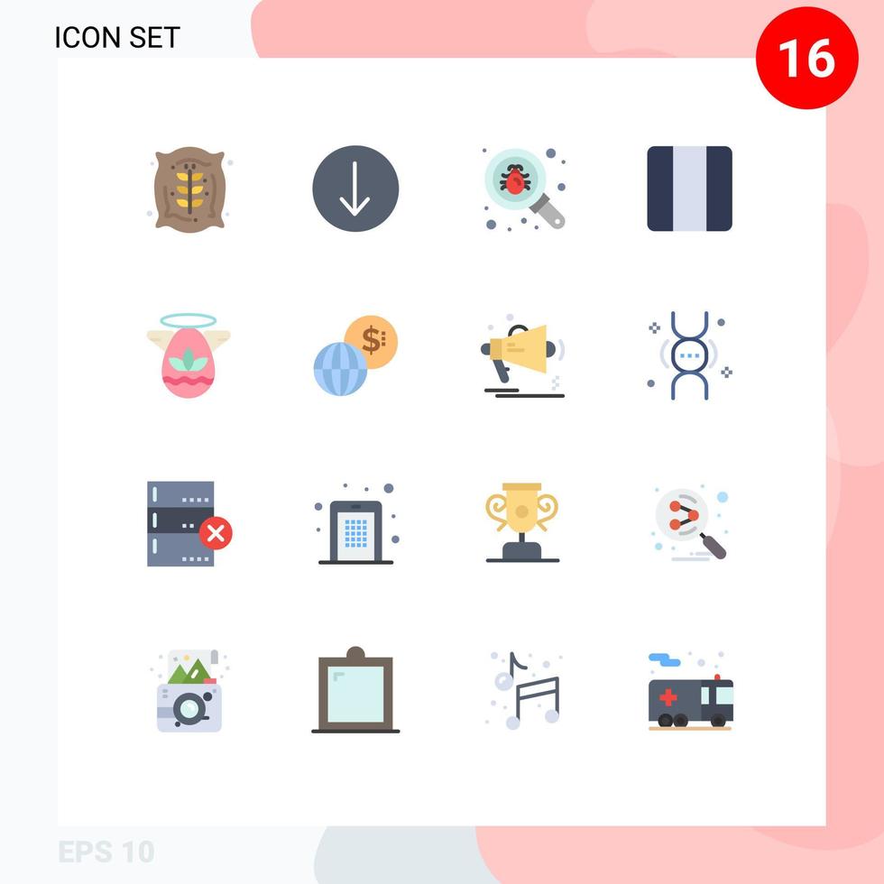 Mobile Interface Flat Color Set of 16 Pictograms of easter angle find layout grid Editable Pack of Creative Vector Design Elements