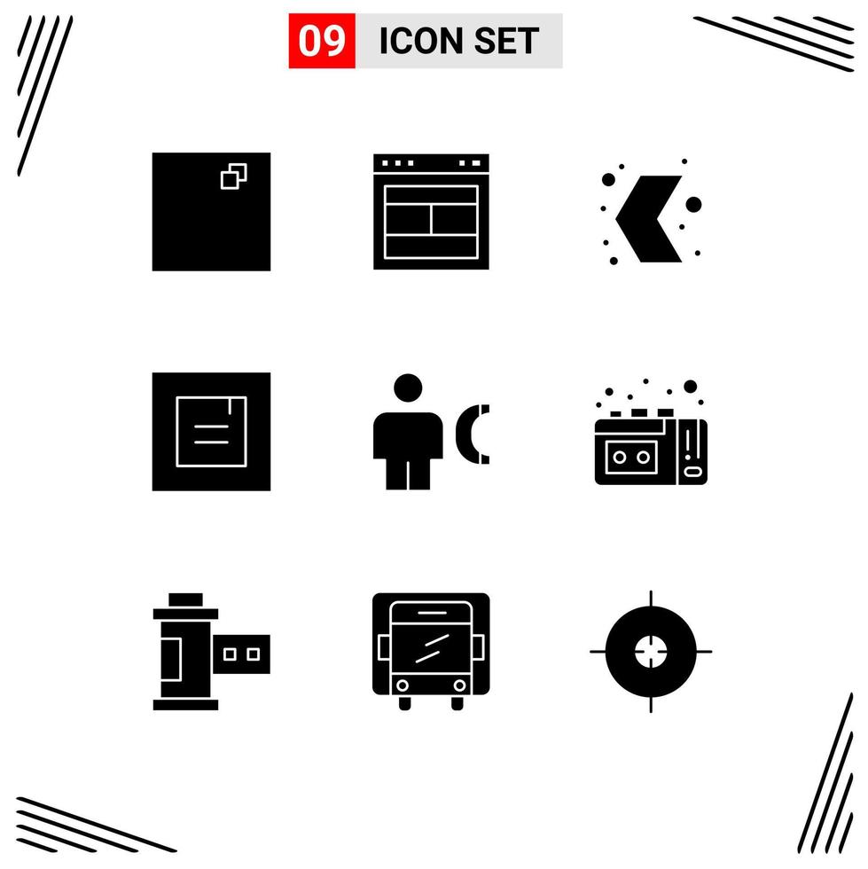 Group of 9 Solid Glyphs Signs and Symbols for call avatar direction window layout Editable Vector Design Elements