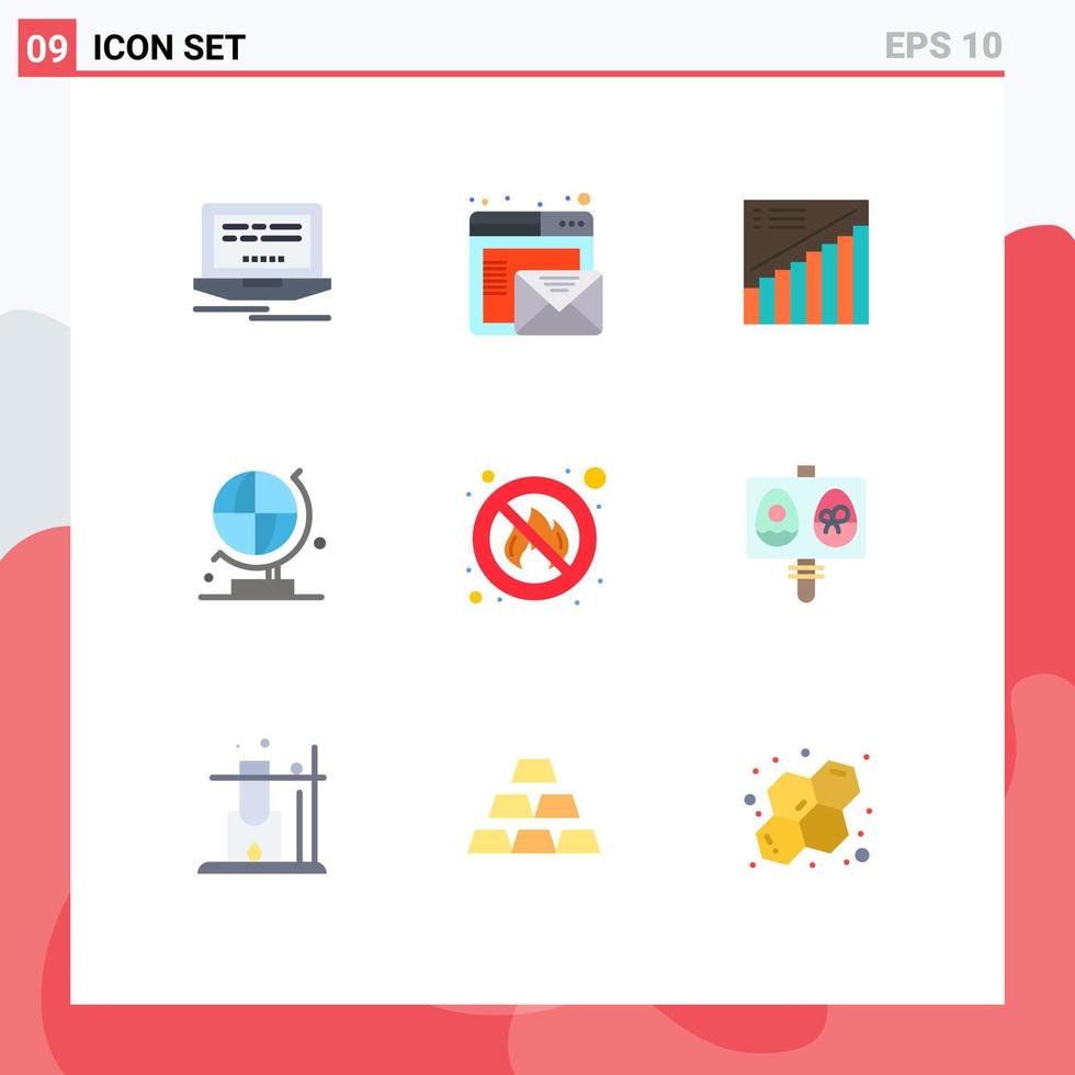 Set of 9 Commercial Flat Colors pack for no fighter graph science world Editable Vector Design Elements