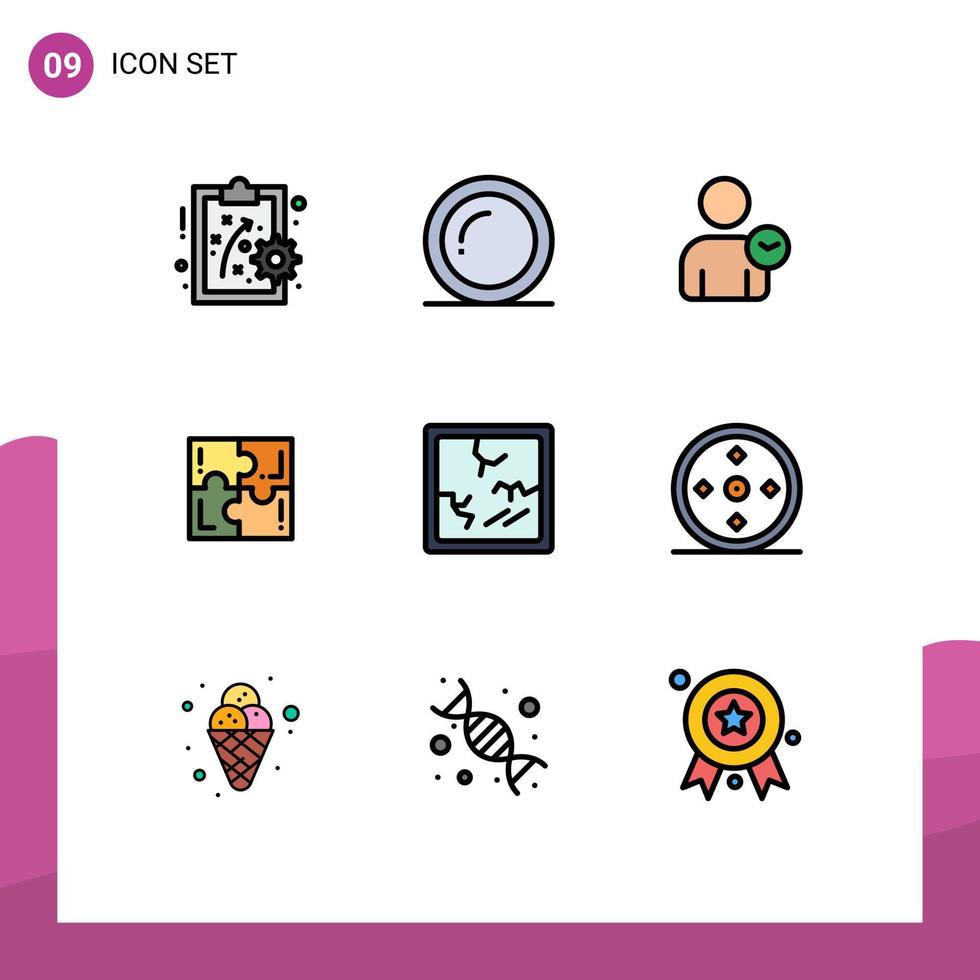 9 Universal Filledline Flat Colors Set for Web and Mobile Applications halloween solve user sport game Editable Vector Design Elements