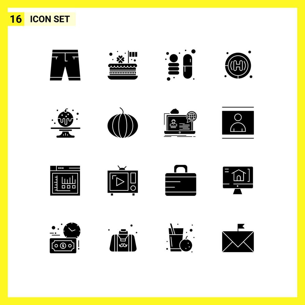 Set of 16 Modern UI Icons Symbols Signs for candy hospital festival health care space Editable Vector Design Elements