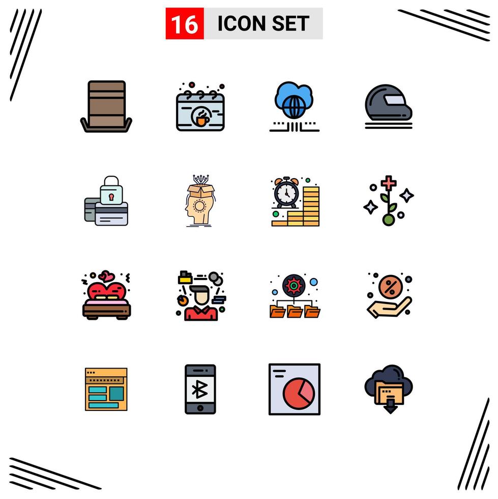 Stock Vector Icon Pack of 16 Line Signs and Symbols for banking goal keeper world safety helmet Editable Creative Vector Design Elements