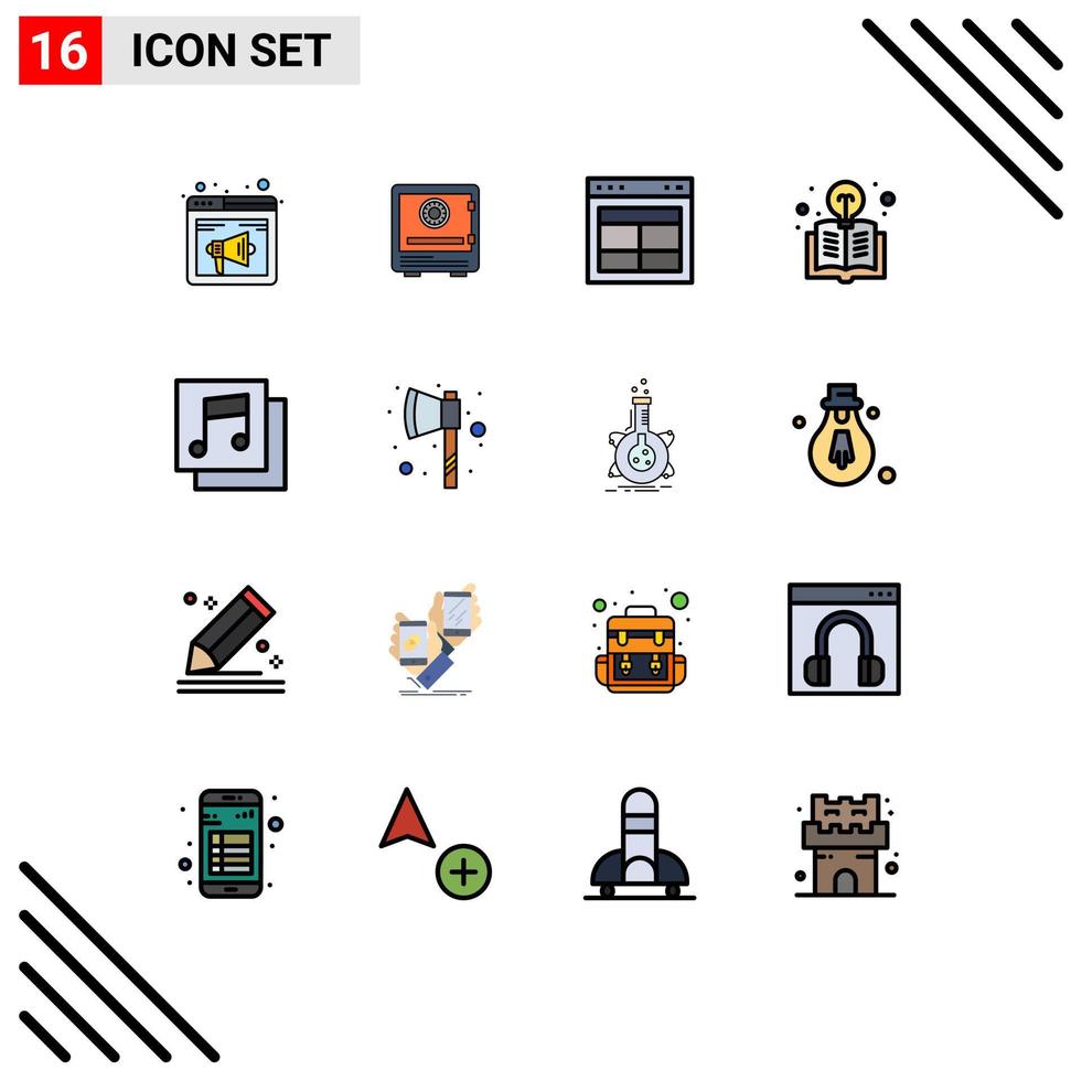 conjunto de 16 iconos modernos de la interfaz de usuario signos de símbolos para el diseño de bloqueo de texto del libro dividir elementos de diseño de vectores creativos editables
