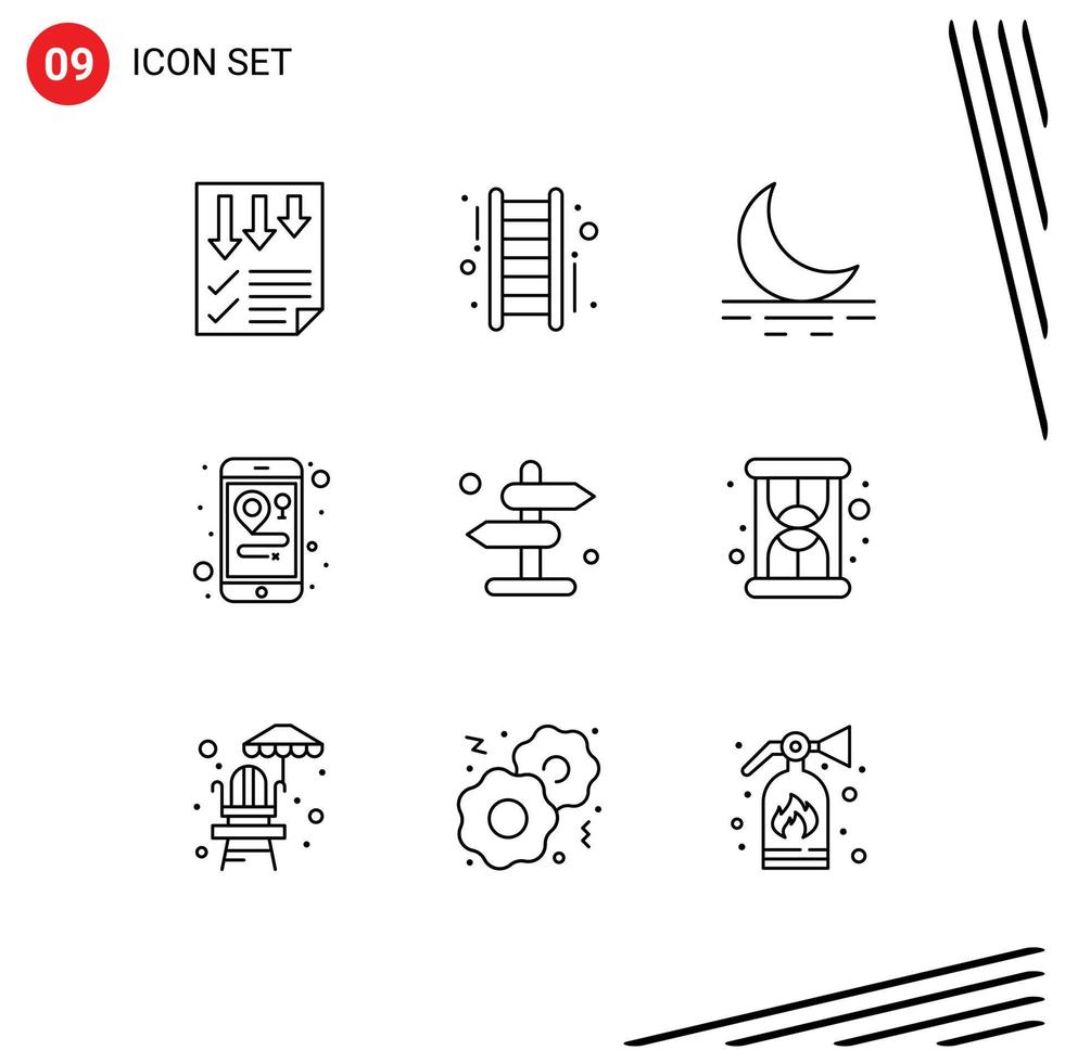 9 Thematic Vector Outlines and Editable Symbols of navigation board success mobile location Editable Vector Design Elements