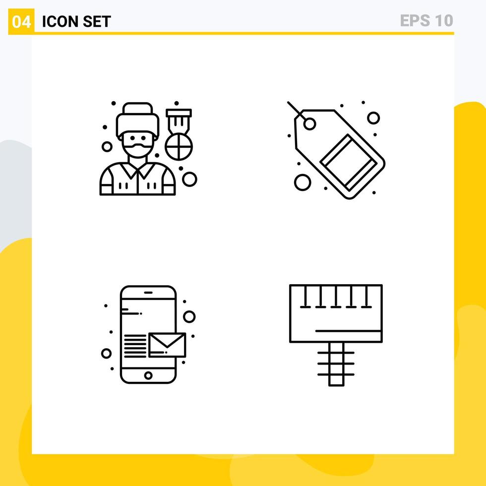 4 Thematic Vector Filledline Flat Colors and Editable Symbols of driver email man marketing phone Editable Vector Design Elements