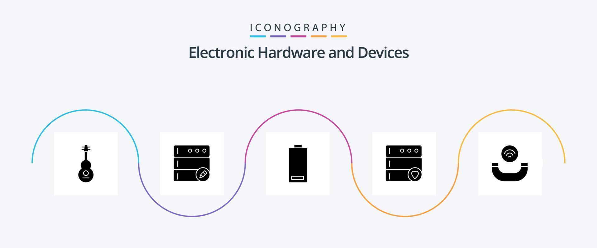 Devices Glyph 5 Icon Pack Including handset. server. battery. favorite. low vector