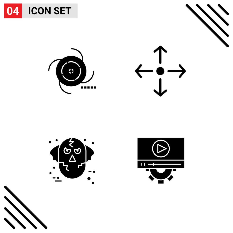 Set of 4 Modern UI Icons Symbols Signs for black halloween galaxy expand ware wolf Editable Vector Design Elements