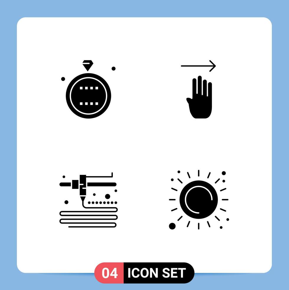 Stock Vector Icon Pack of 4 Line Signs and Symbols for celebration modeling ring four summer Editable Vector Design Elements