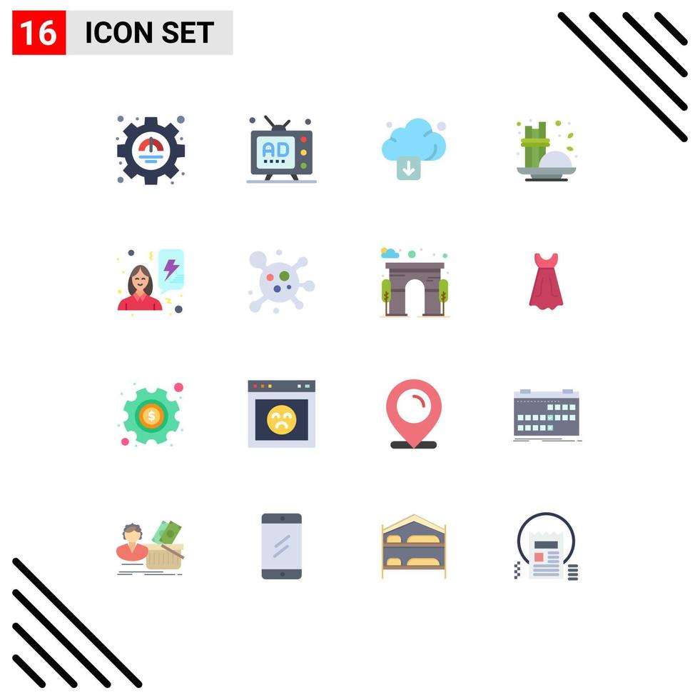 Pictogram Set of 16 Simple Flat Colors of feminism condiment promotion coffee technology Editable Pack of Creative Vector Design Elements