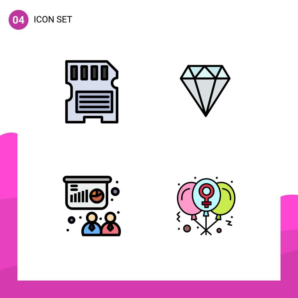 4 Creative Icons Modern Signs and Symbols of card presentation sd jewelry board Editable Vector Design Elements