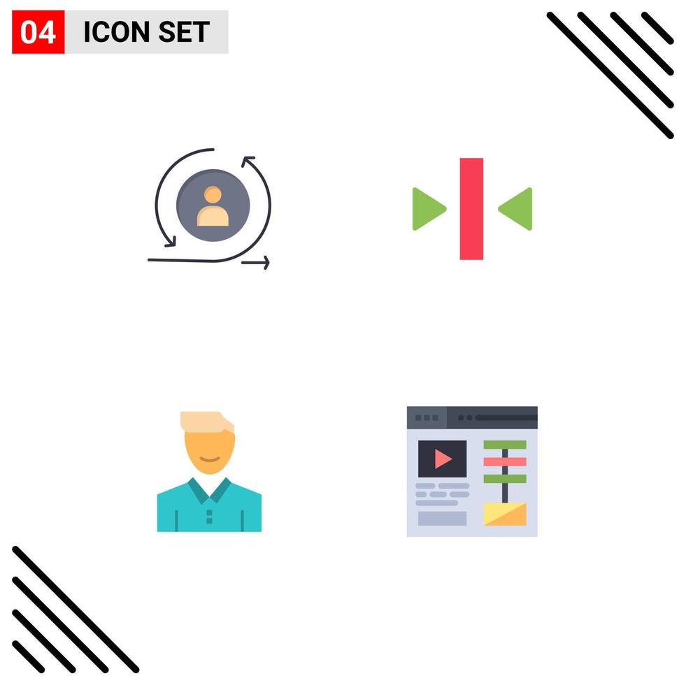 Editable Vector Line Pack of 4 Simple Flat Icons of returning client digital back happy Editable Vector Design Elements