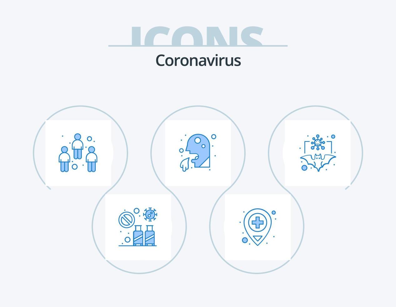 Coronavirus Blue Icon Pack 5 Icon Design. bat. healthcare. medical. cough. user vector