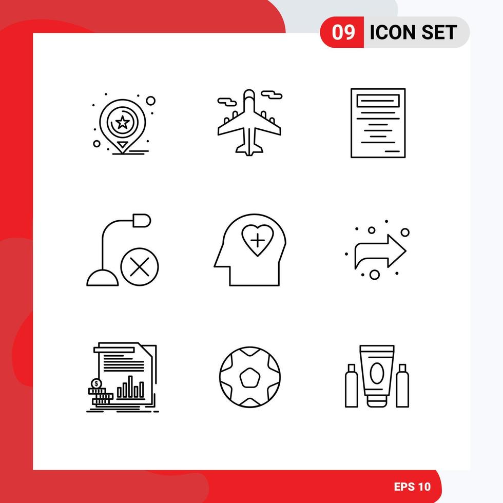 Pack of 9 creative Outlines of head microphone book hardware devices Editable Vector Design Elements