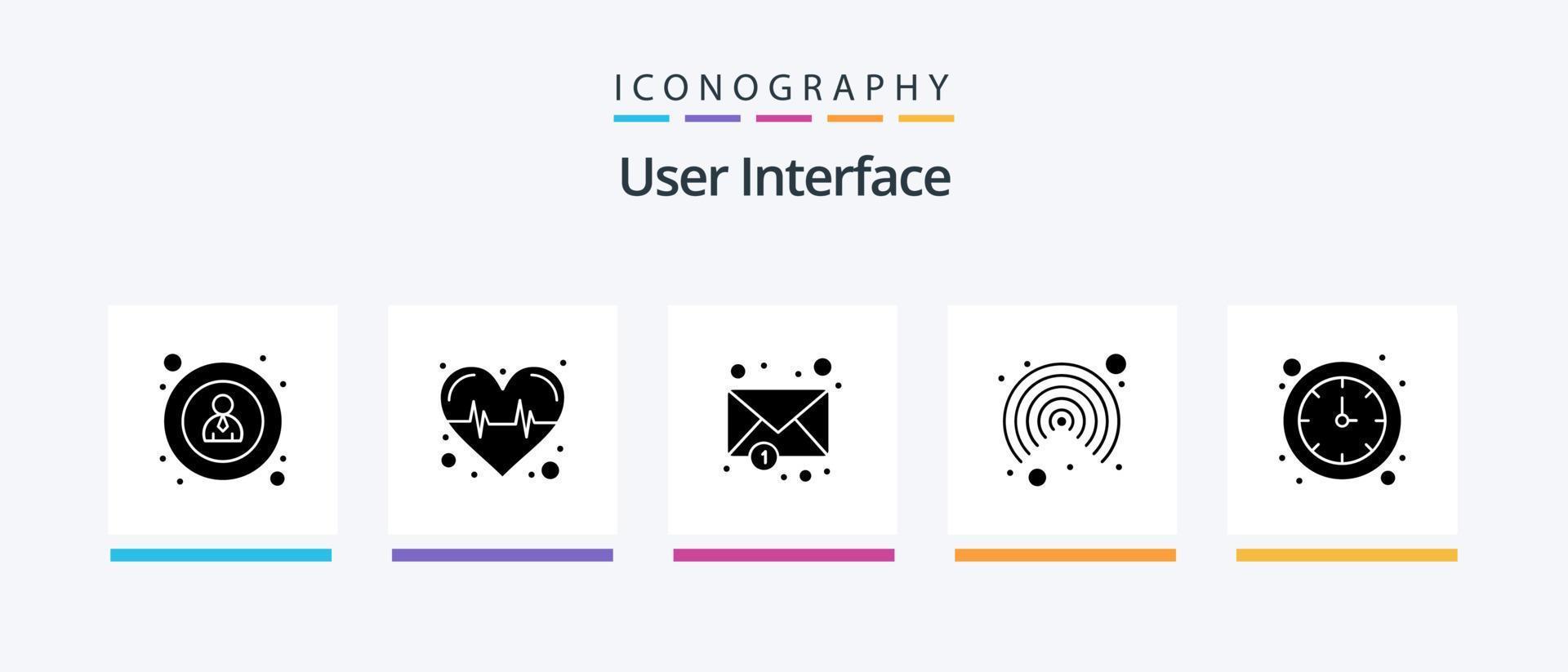 User Interface Glyph 5 Icon Pack Including . notification. watch. clock. Creative Icons Design vector