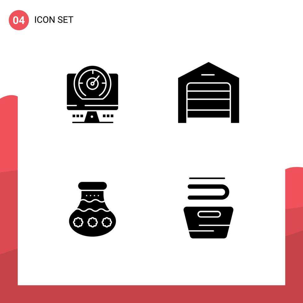 Universal Icon Symbols Group of 4 Modern Solid Glyphs of compass sand location structure pongal Editable Vector Design Elements