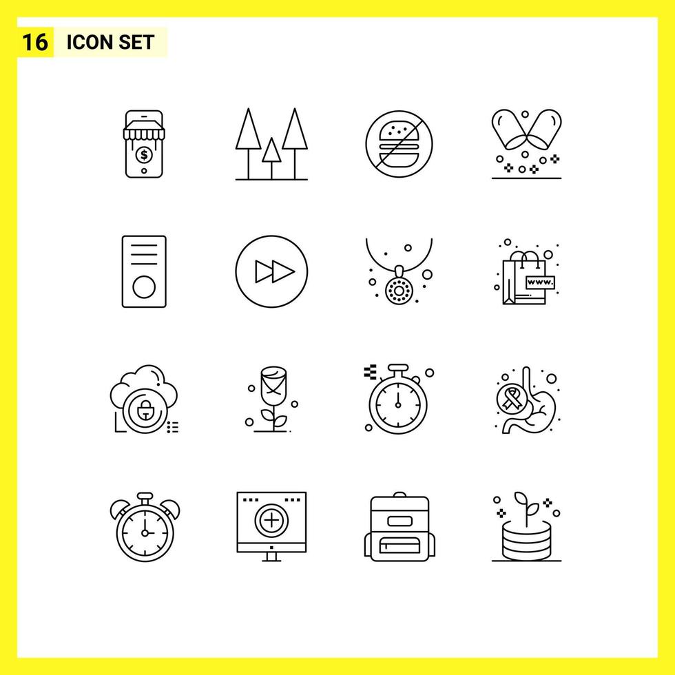 Pictogram Set of 16 Simple Outlines of hardware devices healthcare desktop medical Editable Vector Design Elements