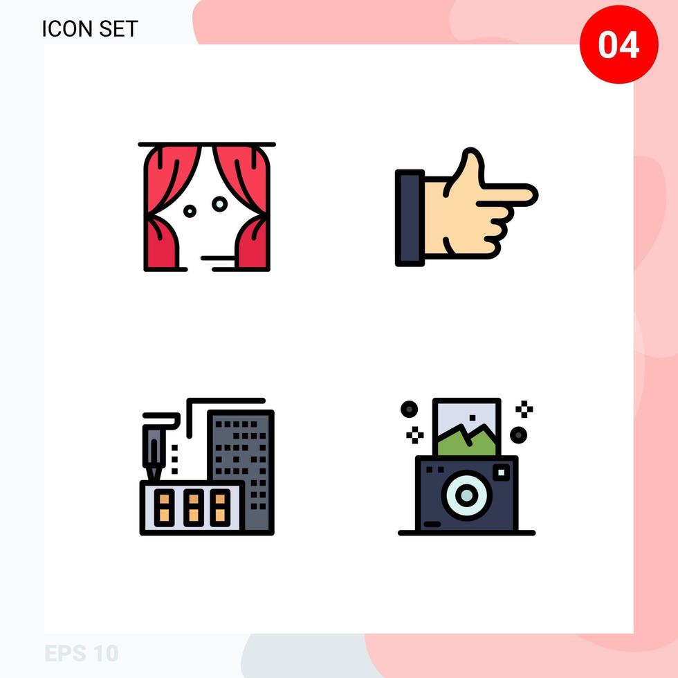 Set of 4 Modern UI Icons Symbols Signs for entertainment fabrication usa vote camera Editable Vector Design Elements