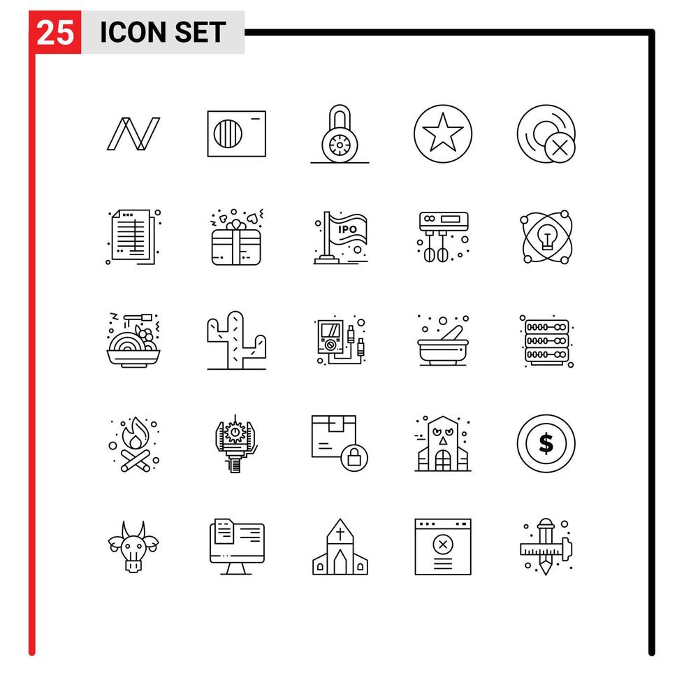 25 User Interface Line Pack of modern Signs and Symbols of gadget devices protection computers insignia Editable Vector Design Elements