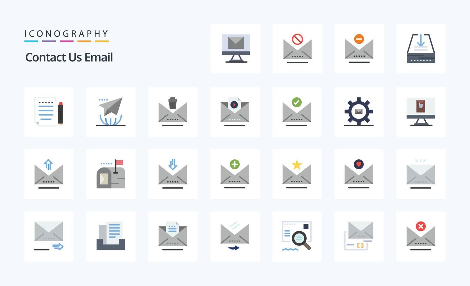 25 Email Flat color icon pack vector