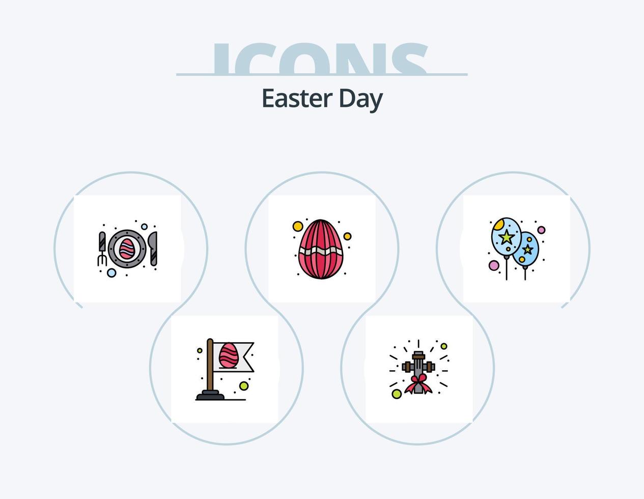 Easter Line Filled Icon Pack 5 Icon Design. religion. christian. cemetery. spring. lamb vector