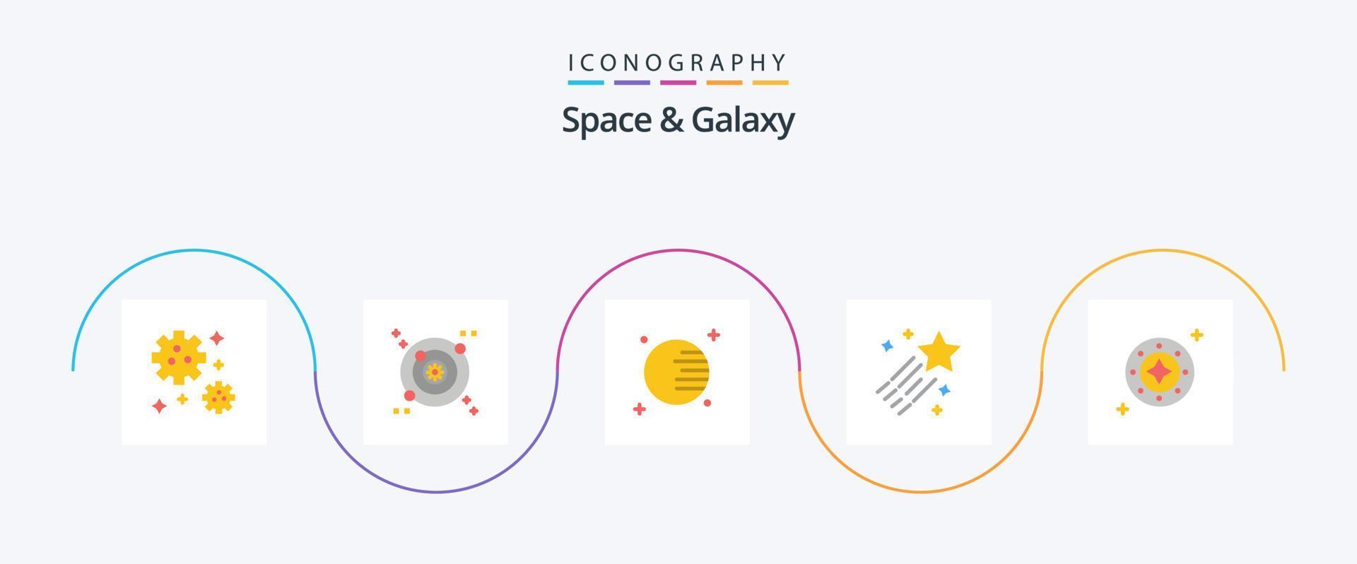Space And Galaxy Flat 5 Icon Pack Including star. shine. space. galaxy. star vector