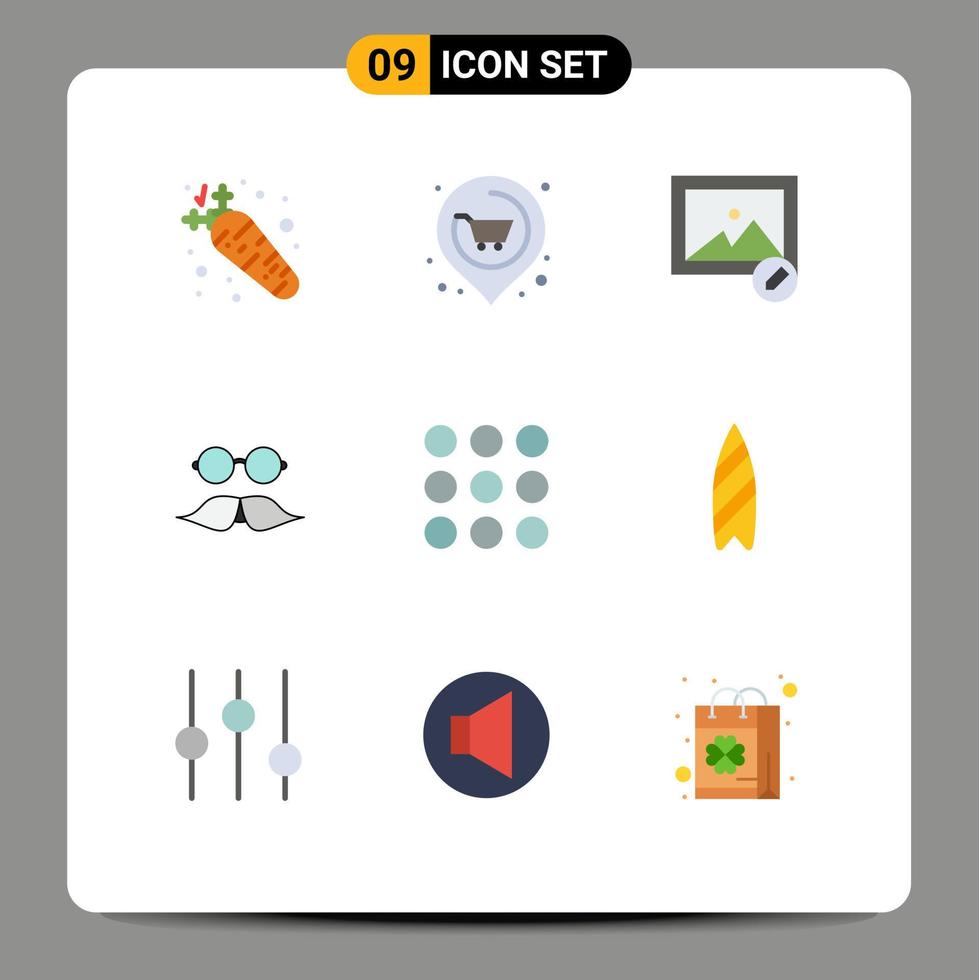 paquete de iconos vectoriales de stock de 9 signos y símbolos de línea para hombres de diseño editar gafas hipster elementos de diseño vectorial editables vector