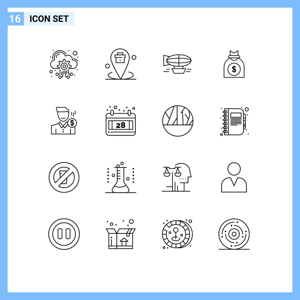 User Interface Pack of 16 Basic Outlines of venture capital placeholder travel filled Editable Vector Design Elements