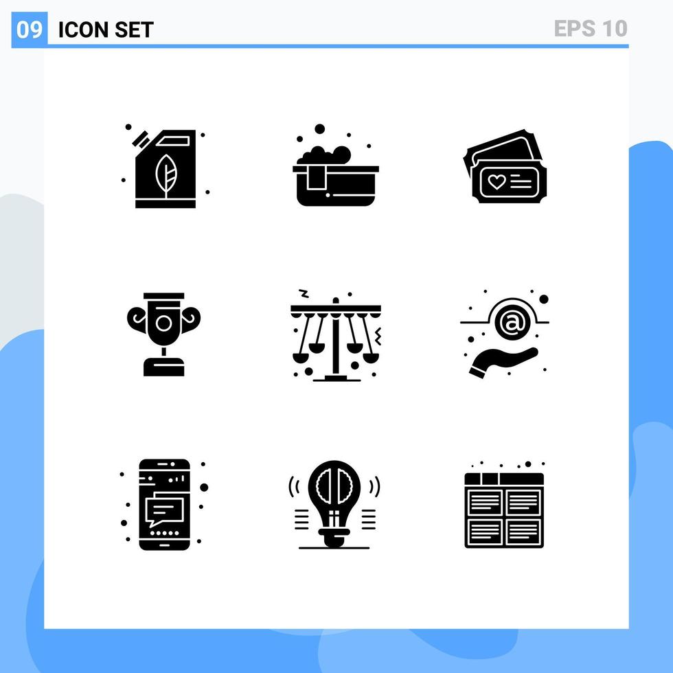 Group of 9 Solid Glyphs Signs and Symbols for play kindergarten tecket training education Editable Vector Design Elements