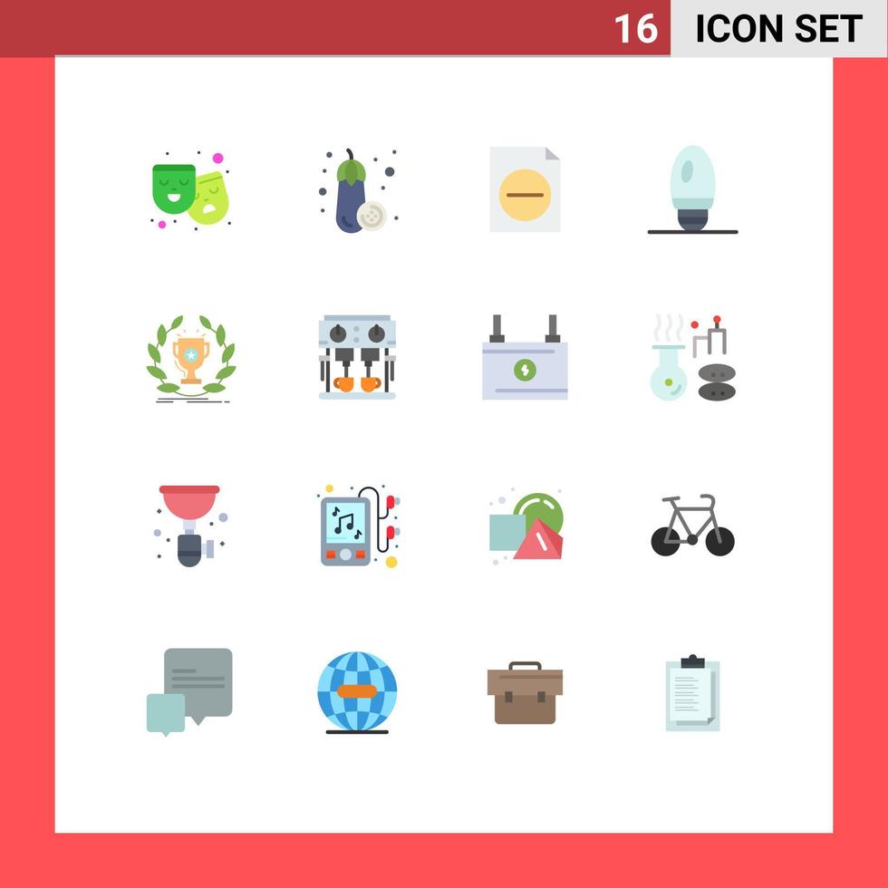 16 Creative Icons Modern Signs and Symbols of victory prize document cup lamp Editable Pack of Creative Vector Design Elements